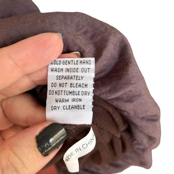 A Line Women's Brown Mini Sack Dress Cinched Bottom Size Small - Picture 7 of 9